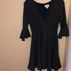 Boutique Navy Blue Polka Dot Dress Size S